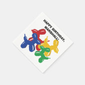 犬カラフル風船動物の誕生日パーティー スタンダードカクテルナプキン (角)