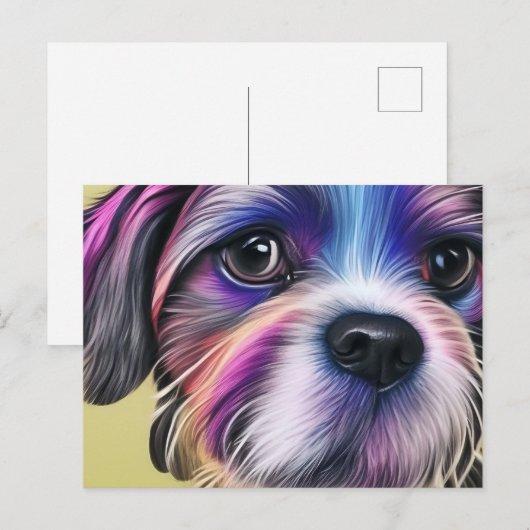 犬カラフル ポストカード (正面/裏面)