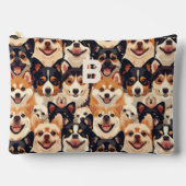 犬カラフル、モノグラム動物パターン アクセサリーポーチ (正面)