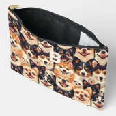 犬カラフル、モノグラム動物パターン アクセサリーポーチ (見開き)