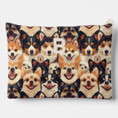 犬カラフル、モノグラム動物パターン アクセサリーポーチ (裏面)