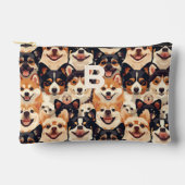 犬カラフル、モノグラム動物パターン アクセサリーポーチ (正面)