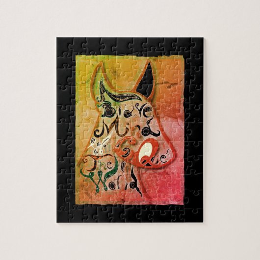 犬カラフル：勇敢な心が世界を征服する ジグソーパズル (縦)