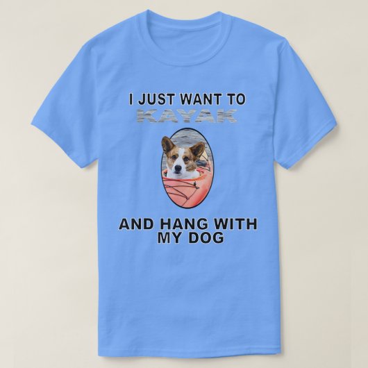 犬カーディガンつるのウェルシュコーギーをカヤックしたい Tシャツ (デザイン正面)
