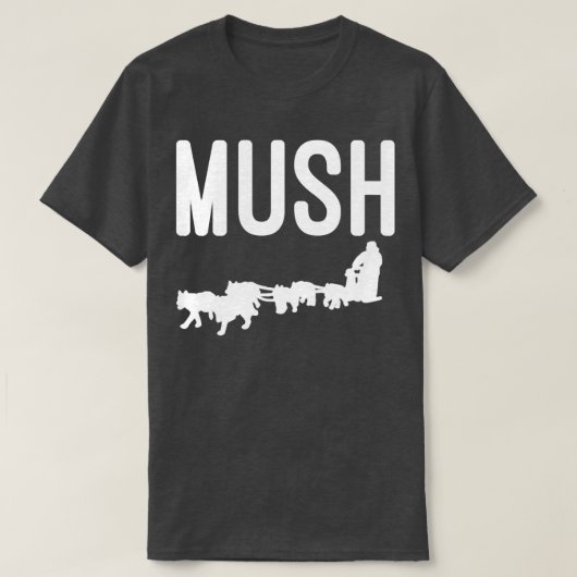 犬キノコのプルオーバーのための犬ぞりチームとマッシュ Tシャツ (デザイン正面)