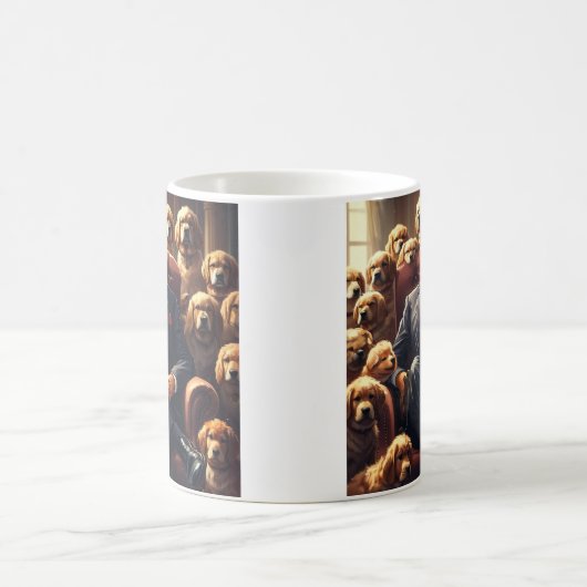 犬クールに囲まれたマガドッグおもしろいトランプ コーヒーマグカップ (中央)