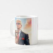 犬クールのかわいいサングラスを持つMAGA猫トランプ コーヒーマグカップ (正面左)