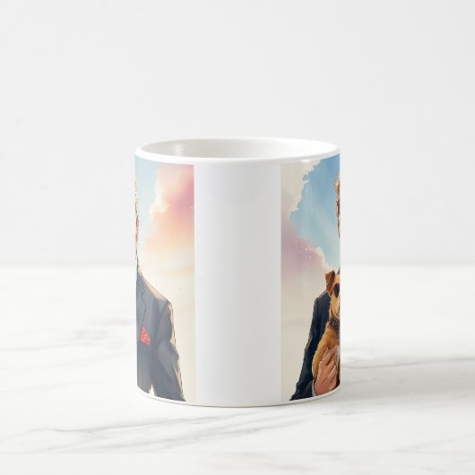 犬クールのかわいいサングラスを持つMAGA猫トランプ コーヒーマグカップ (中央)