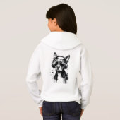 犬クールのヘッドフォンかわいいペット白黒インク (裏面フル)