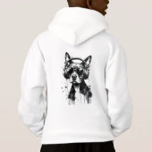 犬クールのヘッドフォンかわいいペット白黒インク (裏面)