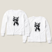 犬クールのヘッドフォンかわいいペット白黒インク (デザイン 正面＆背面)