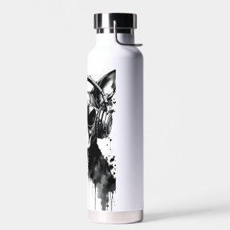 犬クールのヘッドフォンかわいいペット白黒インク ウォーターボトル