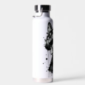 犬クールのヘッドフォンかわいいペット白黒インク ウォーターボトル (右面)