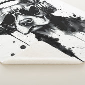 犬クールのヘッドフォンかわいいペット白黒インク シェルパブランケット (3/4)