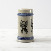 犬クールのヘッドフォンかわいいペット白黒インク ビールジョッキ (中央)