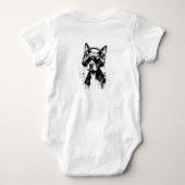 犬クールのヘッドフォンかわいいペット白黒インク ベビーボディスーツ (裏面)