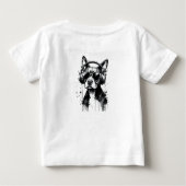 犬クールのヘッドフォンかわいいペット白黒インク ベビーTシャツ (裏面)