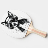 犬クールのヘッドフォンかわいいペット白黒インク 卓球ラケット (横)