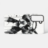 犬クールのヘッドフォンかわいいペット白黒インク SAMSUNG GALAXYケース (裏面横)