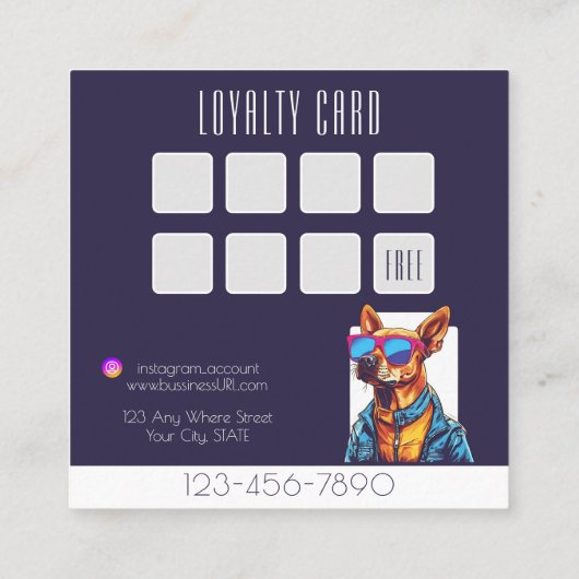 犬クールグルーミングトレンディー及びスタイリッシュロイヤリティ スクエア名刺 (裏面)