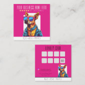 犬クールグルーミングトレンディー及びスタイリッシュロイヤリティ スクエア名刺 (正面/裏面)