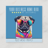 犬クールグルーミングプスタイリッシュグ犬ロイヤリティ スクエア名刺 (正面)