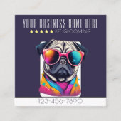 犬クールグルーミングプスタイリッシュグ犬ロイヤリティ スクエア名刺 (正面)