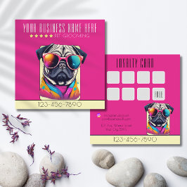 犬クールグルーミングプスタイリッシュグ犬ロイヤリティ スクエア名刺