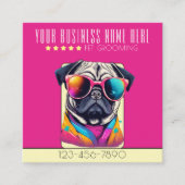 犬クールグルーミングプスタイリッシュグ犬ロイヤリティ スクエア名刺 (正面)