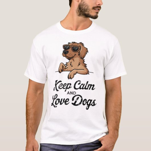 犬クール好きセット保、穏やかで愛犬 Tシャツ (正面)