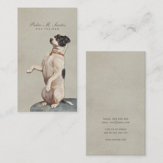 犬クール調教師ヴィンテージシンプル動物エレガント 名刺 (正面/裏面)
