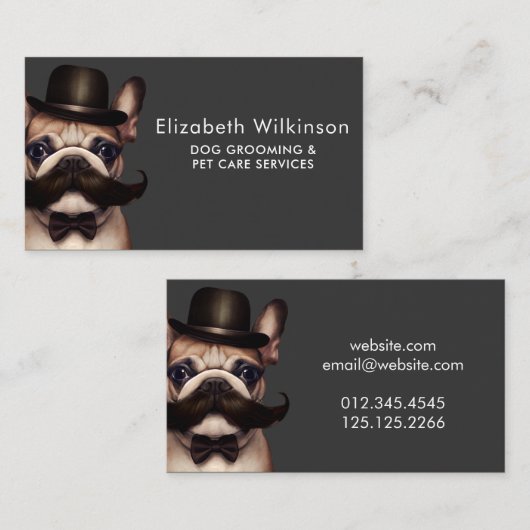犬グルーミングおもしろいペットブフランスのルドッグ 名刺 (正面/裏面)