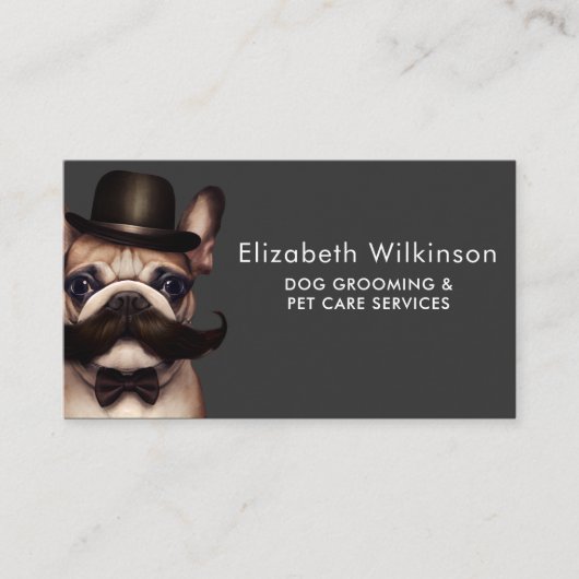 犬グルーミングおもしろいペットブフランスのルドッグ 名刺 (正面)