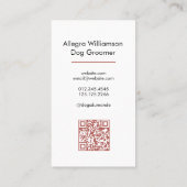犬グルーミングおもしろいQRコード名刺 名刺 (裏面)