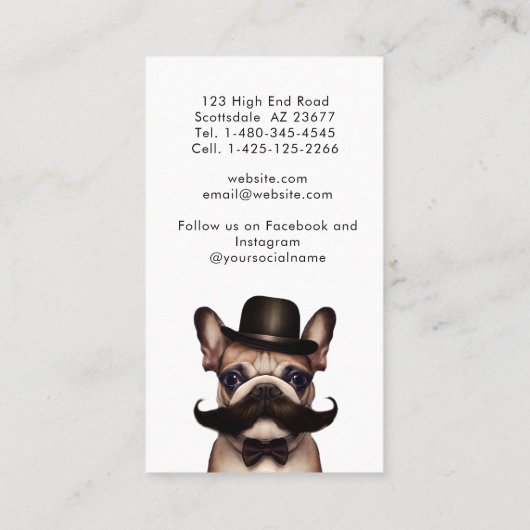 犬グルーミングかわいいブフランスのルドッグ 名刺 (裏面)
