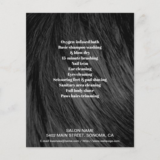 犬グルーミングのビジパーソナライズされたャー チラシ (裏面)