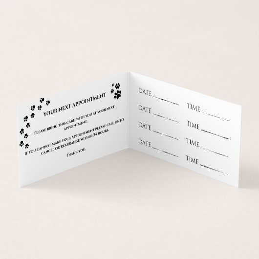 犬グルーミングサロンアポイントメント名刺 名刺 (内部)