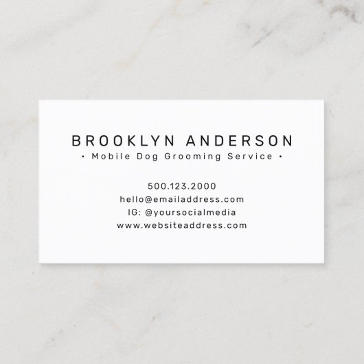 犬グルーミングサービス写真 名刺 (裏面)