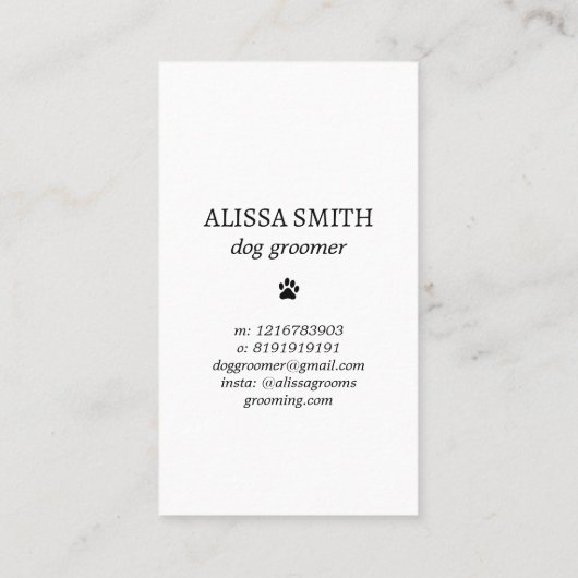 犬グルーミングスパおもしろい美学 名刺 (裏面)