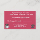 犬グルーミングスパアポイントメント名刺 予約カード (裏面)