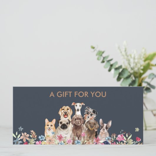 犬グルーミングブティックペットシッターのギフト証明書 (スタンド正面)