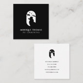犬グルーミングペットケアロゴ白黒 スクエア名刺 (正面/裏面)