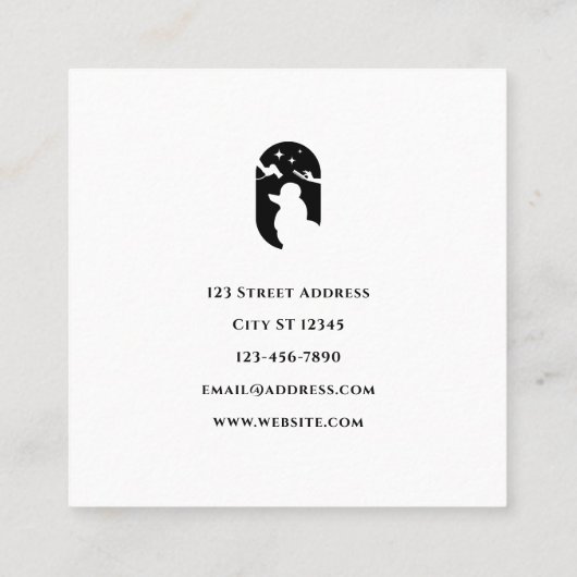 犬グルーミングペットケアロゴ白黒 スクエア名刺 (裏面)