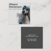 犬グルーミングモダンタイポグラフィアフガンシンプルハウンド スクエア名刺 (正面/裏面)