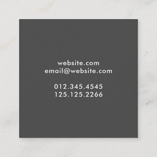 犬グルーミングモダンタイポグラフィアフガンシンプルハウンド スクエア名刺 (裏面)