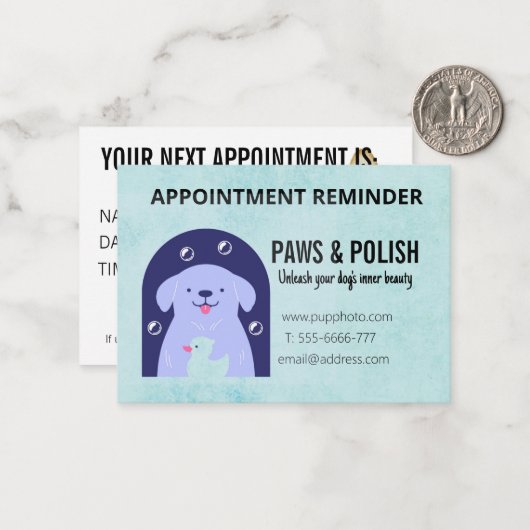 犬グルーミング事業カスタムアポイントメントカード ノートカード (正面/裏面インサイチュ)