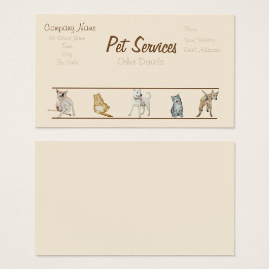 犬グルーミング及びペットケアサービスの名刺 (正面&裏面)
