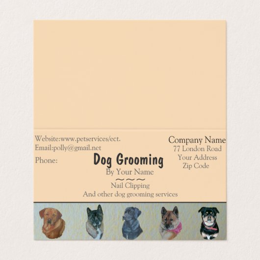 犬グルーミング及びペット介護サービスアポイントメント 名刺 (外部フラット)
