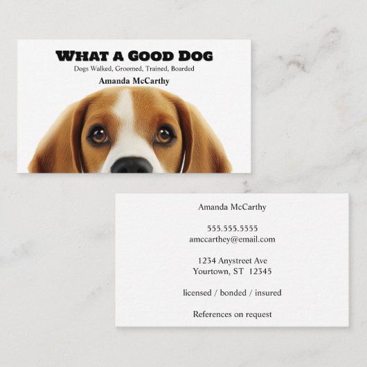 犬グルーミング搭乗訓練歩く 名刺 (正面/裏面)