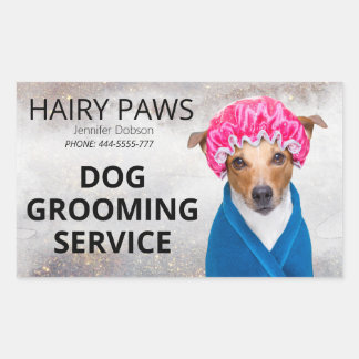 犬グルーミング水彩事業のステッカーシート 長方形シール